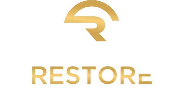 Restore Chiropractic logo featuring a gold abstract emblem