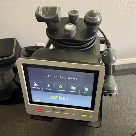 Close-up of a medical therapy device on a stand